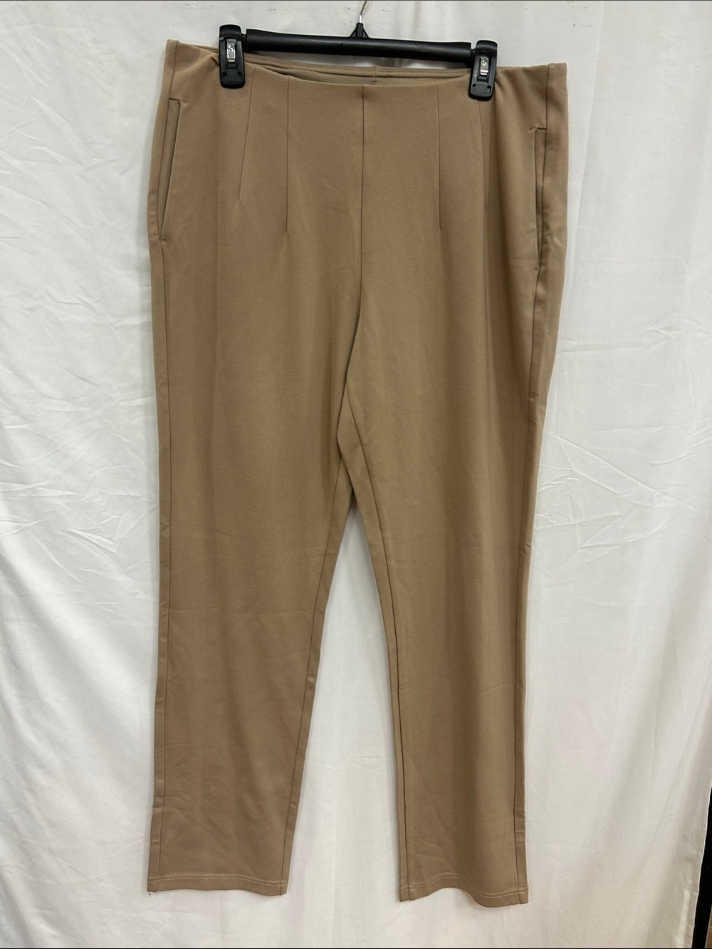 Belle by Kim Gravel Tan Slim Ponte Tapered Pants